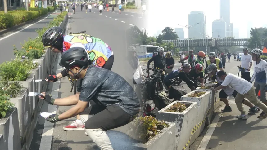 Sejumlah orang dengan cat putih, kuas, dan tenaga sukarela memilih berhenti. Mereka bukan petugas dari pemerintah, bukan pula kontraktor berbayar. Mereka adalah Koalisi Pejalan Kaki dan Koalisi Pesepeda yang turun tangan merawat kota mereka.